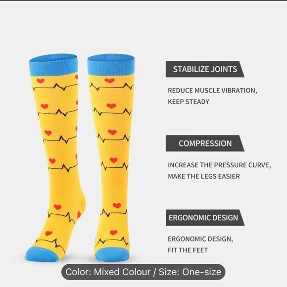 5 Pairs Medical Novelty Pattern Compression Knee High Socks - Picture 2 of 9